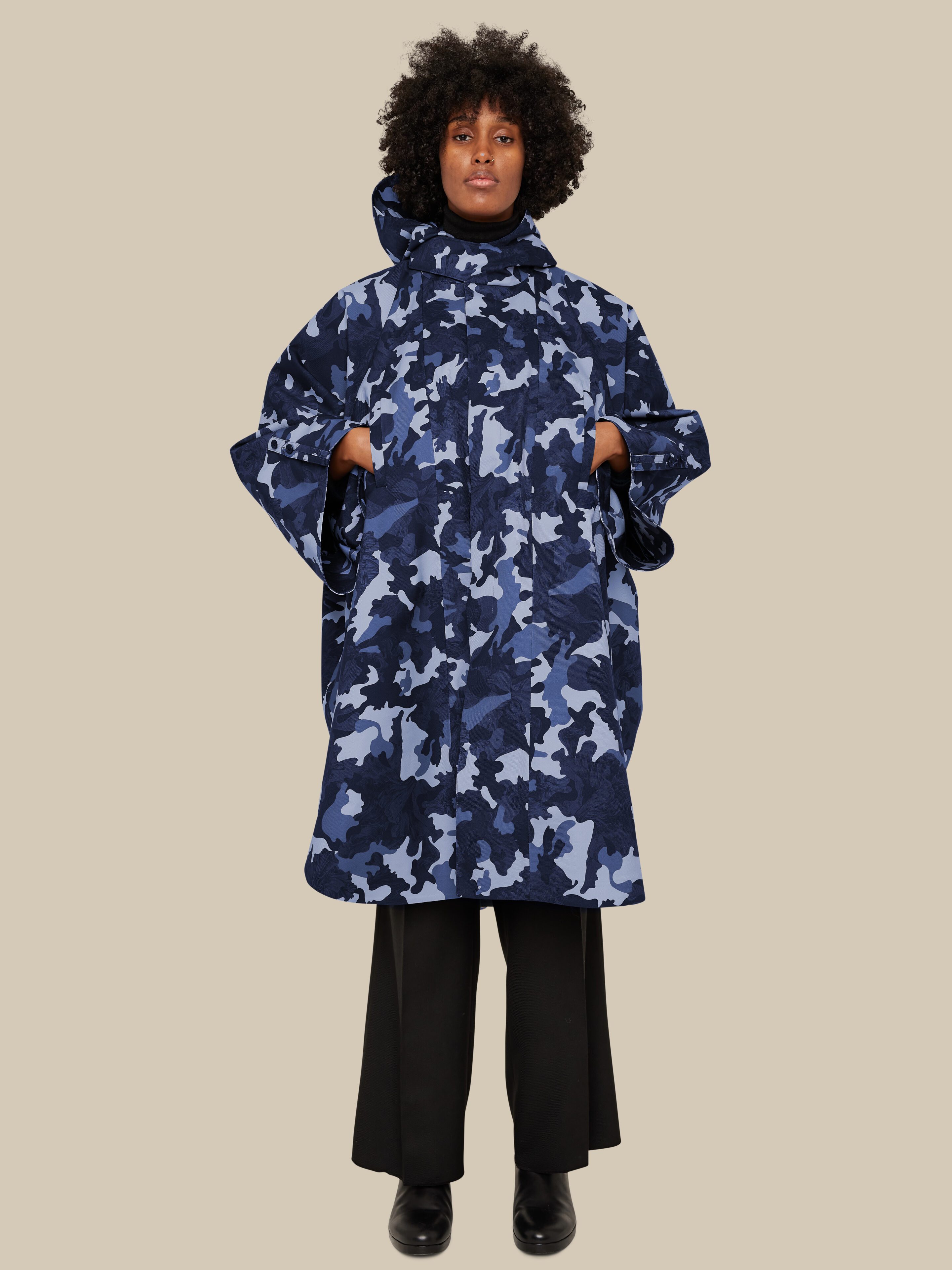 Raincho Unisex / hopsack-camo-indigo