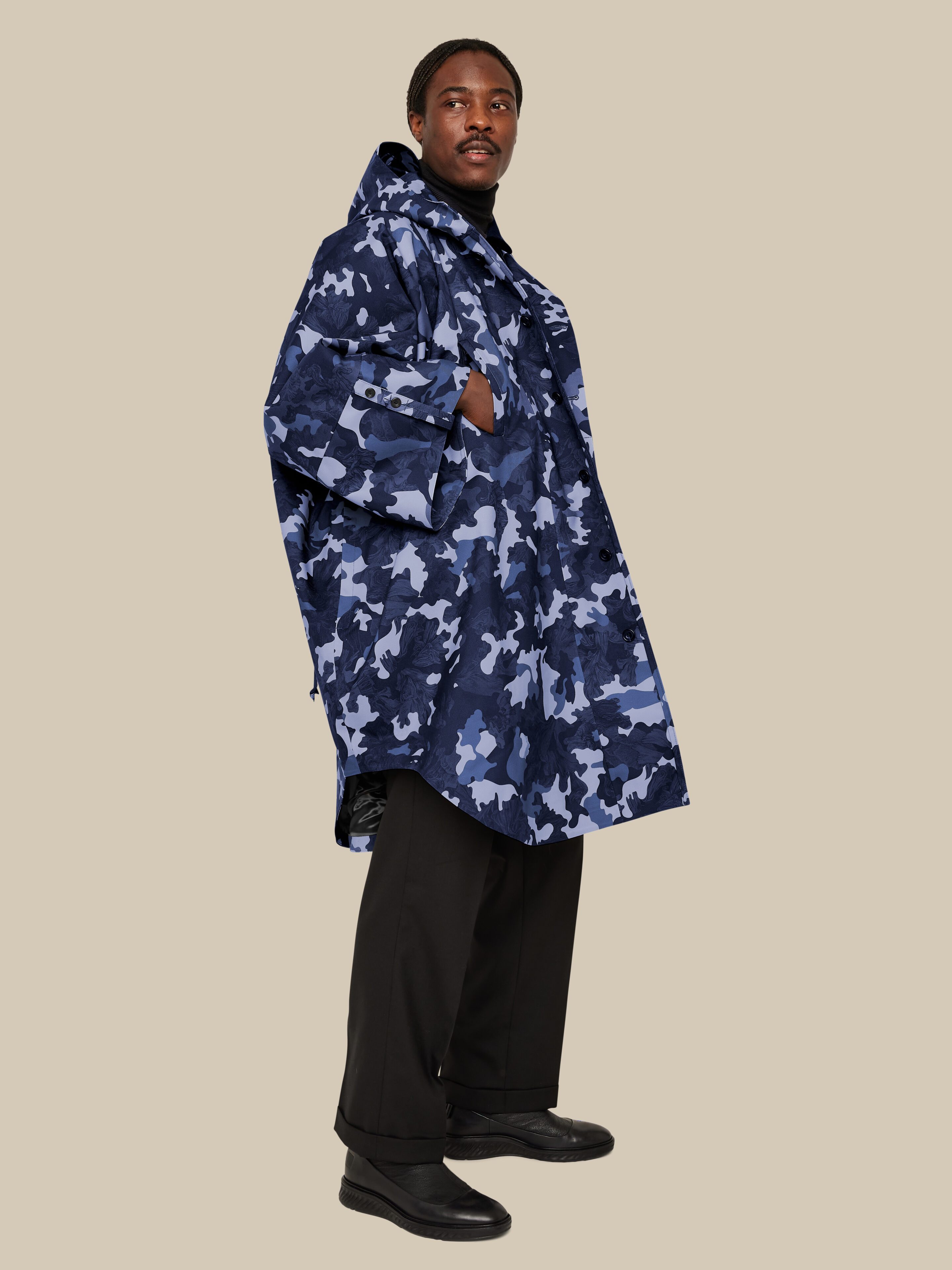 Raincho Unisex / hopsack-camo-indigo